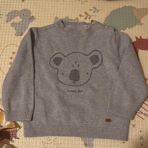 Mango Gray Koala Sweater with Button Detail